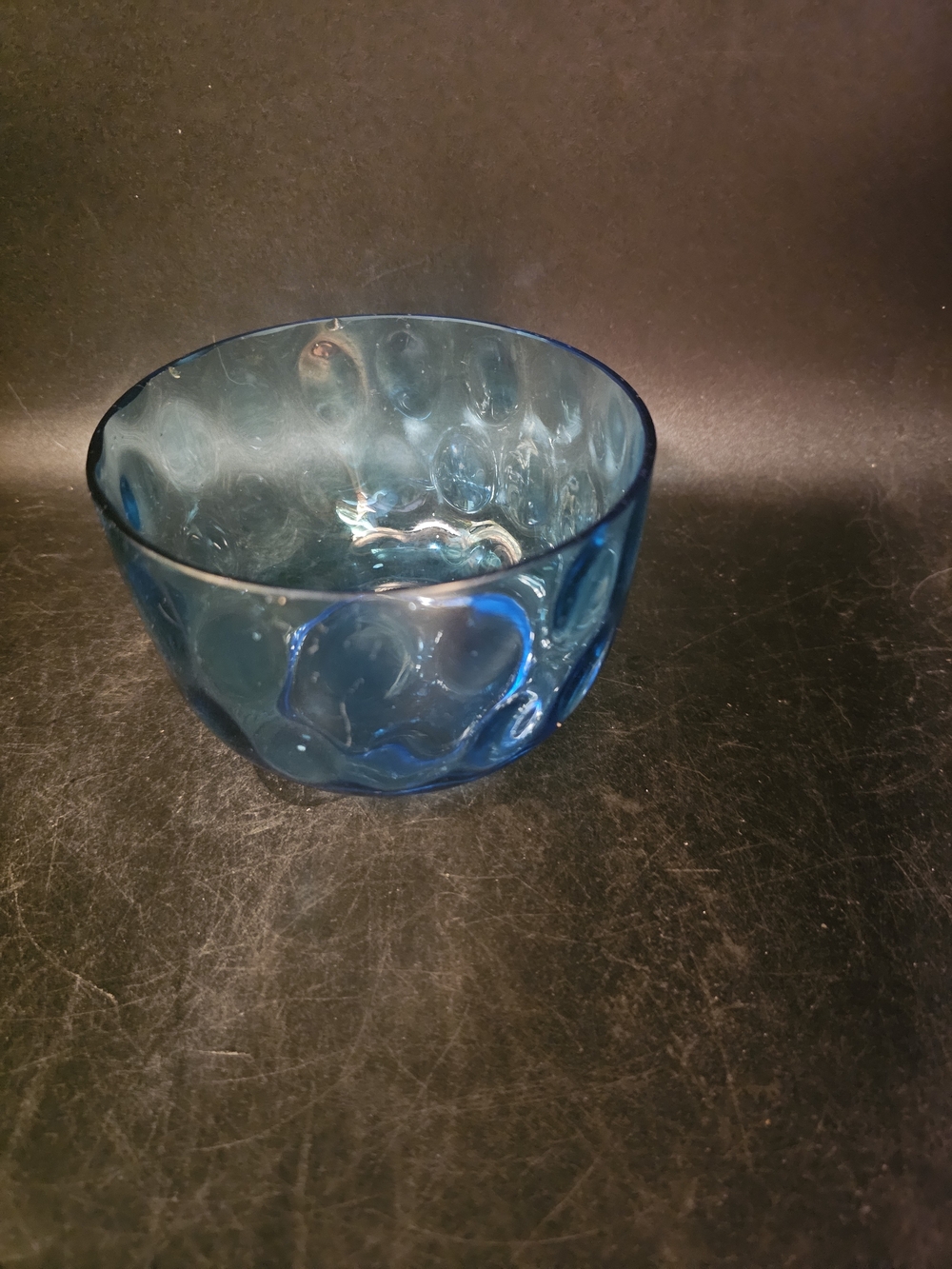 Vintage Fenton Blue Coin Dot Finger Bowl